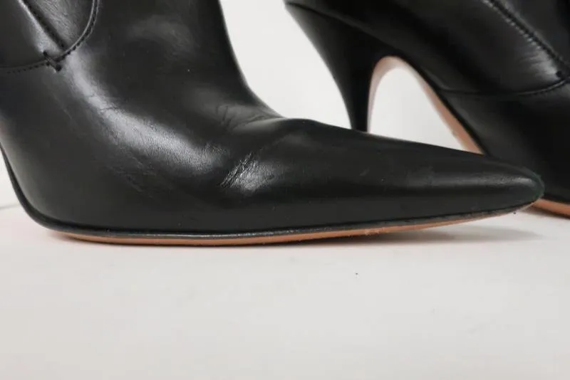 Givenchy Infinity Stiefeletten Schwarz Geschichtetes Leder Größe 37 Spitze Stiefeletten
