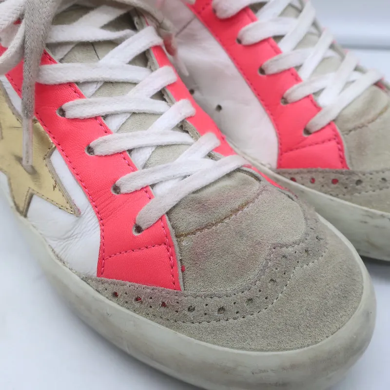 Golden Goose Heart of Gold Mid Star Sneakers Weiß & Rosa Leder Größe 35