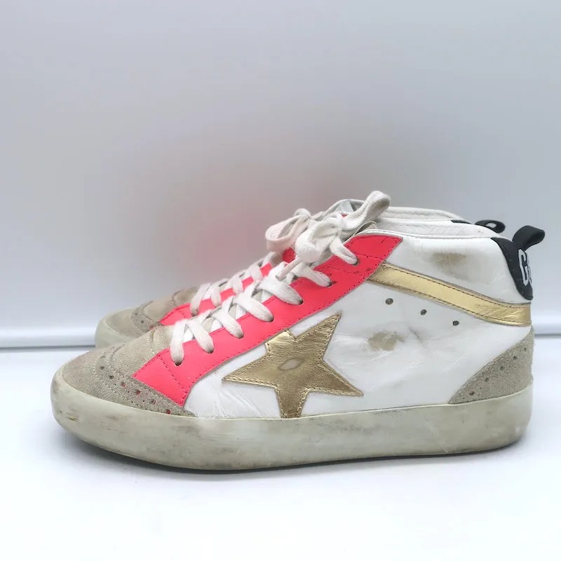 Golden Goose Heart of Gold Mid Star Sneakers Weiß & Rosa Leder Größe 35