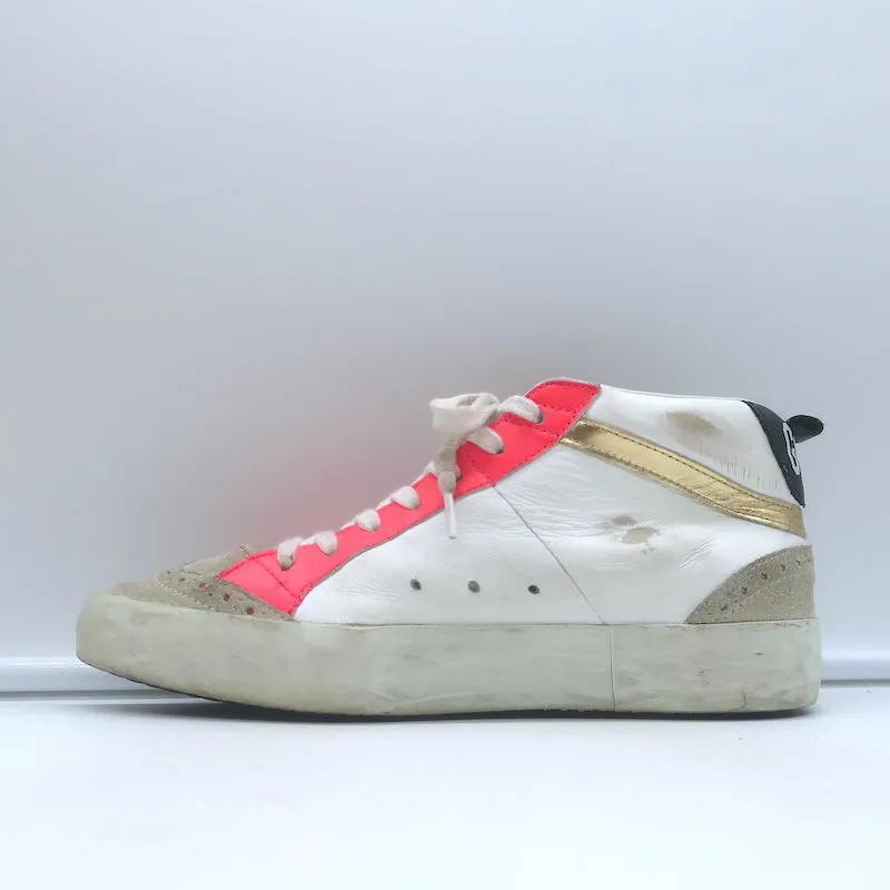 Golden Goose Heart of Gold Mid Star Sneakers Weiß & Rosa Leder Größe 35