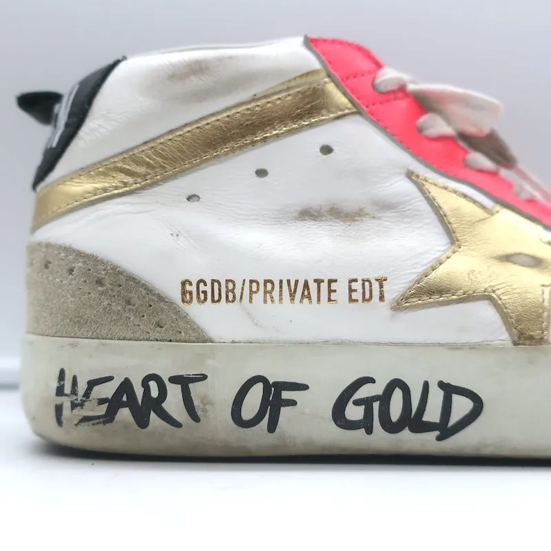 Golden Goose Heart of Gold Mid Star Sneakers Weiß & Rosa Leder Größe 35