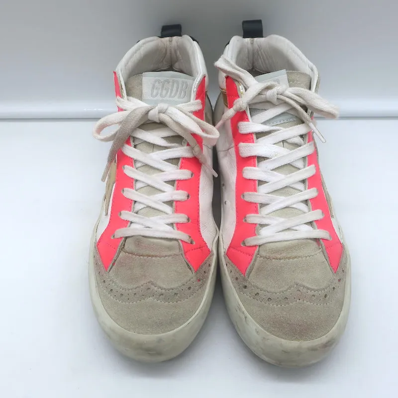 Golden Goose Heart of Gold Mid Star Sneakers Weiß & Rosa Leder Größe 35