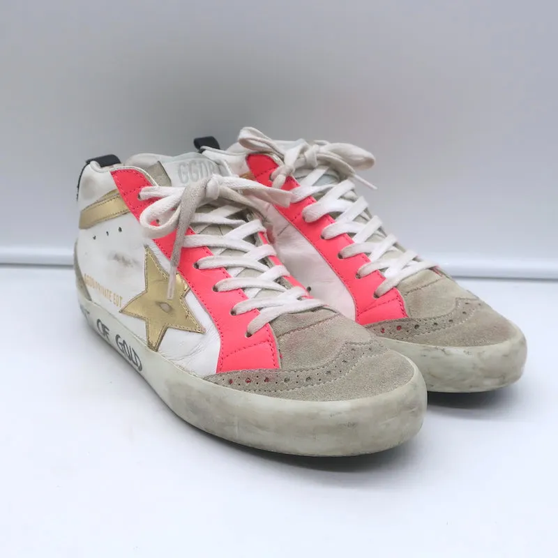Golden Goose Heart of Gold Mid Star Sneakers Weiß & Rosa Leder Größe 35