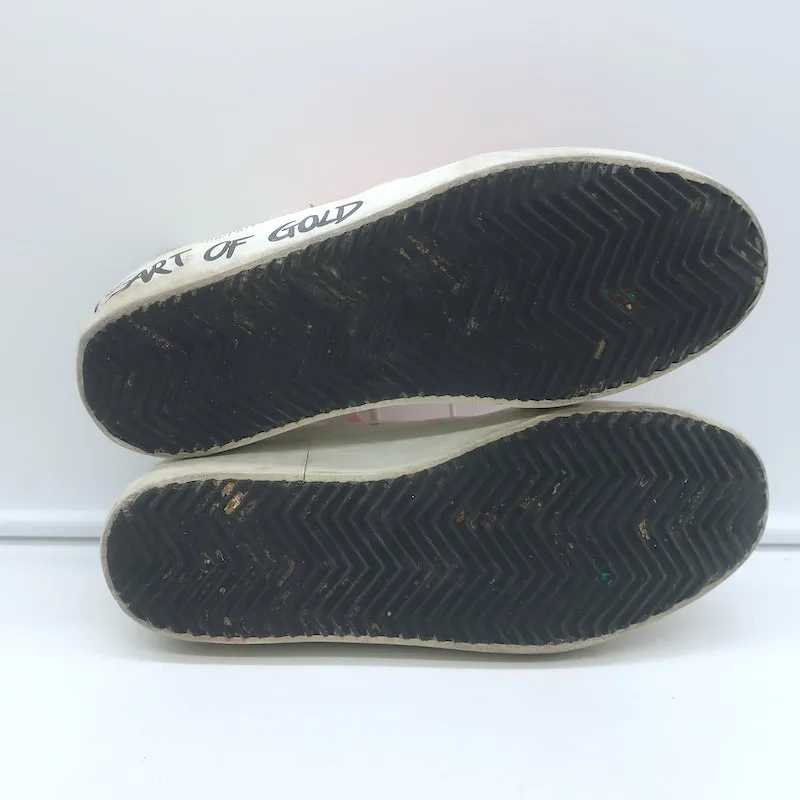 Golden Goose Heart of Gold Mid Star Sneakers Weiß & Rosa Leder Größe 35