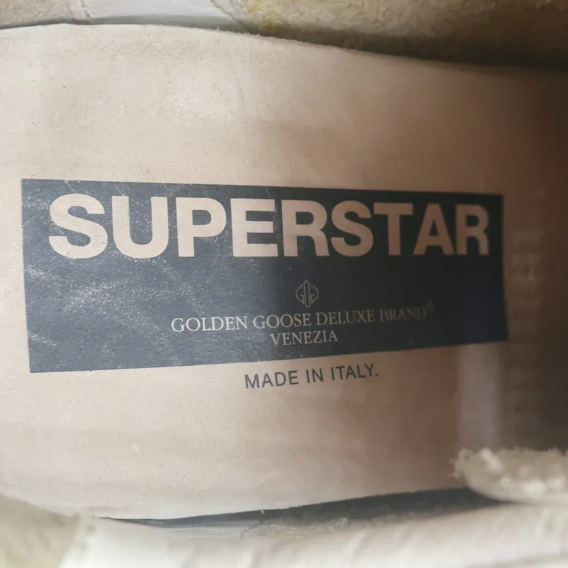 Golden Goose Superstar Leopard Pony Hair Star Sneakers Weißes Leder Größe 38