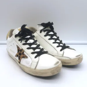 Golden Goose Superstar Leopard Pony Hair Star Sneakers Weißes Leder Größe 38