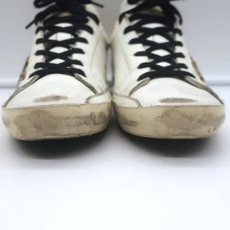 Golden Goose Superstar Leopard Pony Hair Star Sneakers Weißes Leder Größe 38