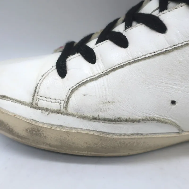 Golden Goose Superstar Leopard Pony Hair Star Sneakers Weißes Leder Größe 38