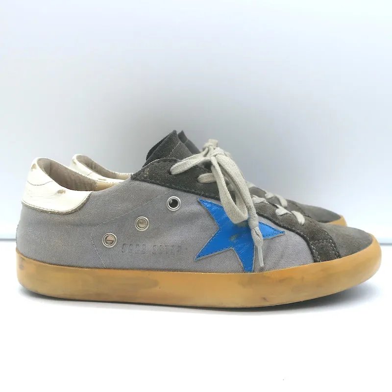 Golden Goose Superstar Low Top Sneakers Grau Canvas & Wildleder Größe 37