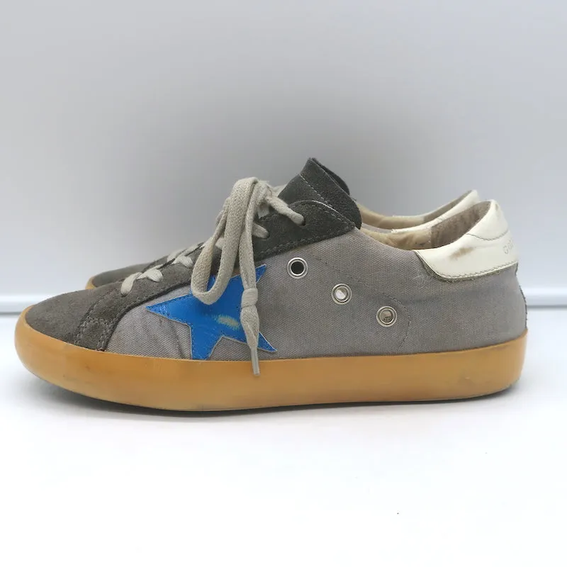 Golden Goose Superstar Low Top Sneakers Grau Canvas & Wildleder Größe 37