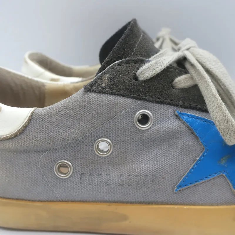 Golden Goose Superstar Low Top Sneakers Grau Canvas & Wildleder Größe 37