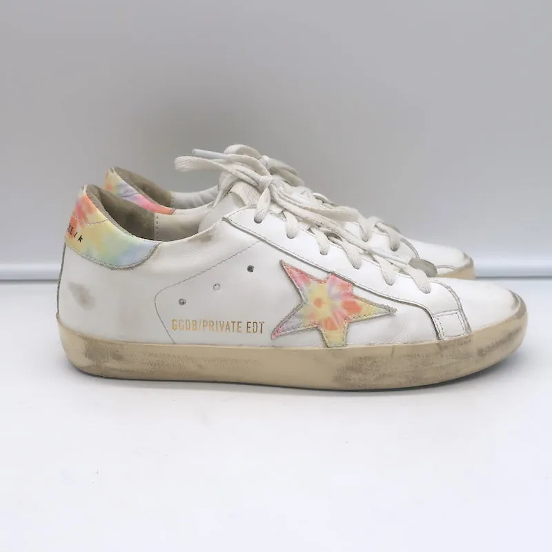 Golden Goose Superstar Tie Dye Low Top Sneakers Weißes Leder Größe 37