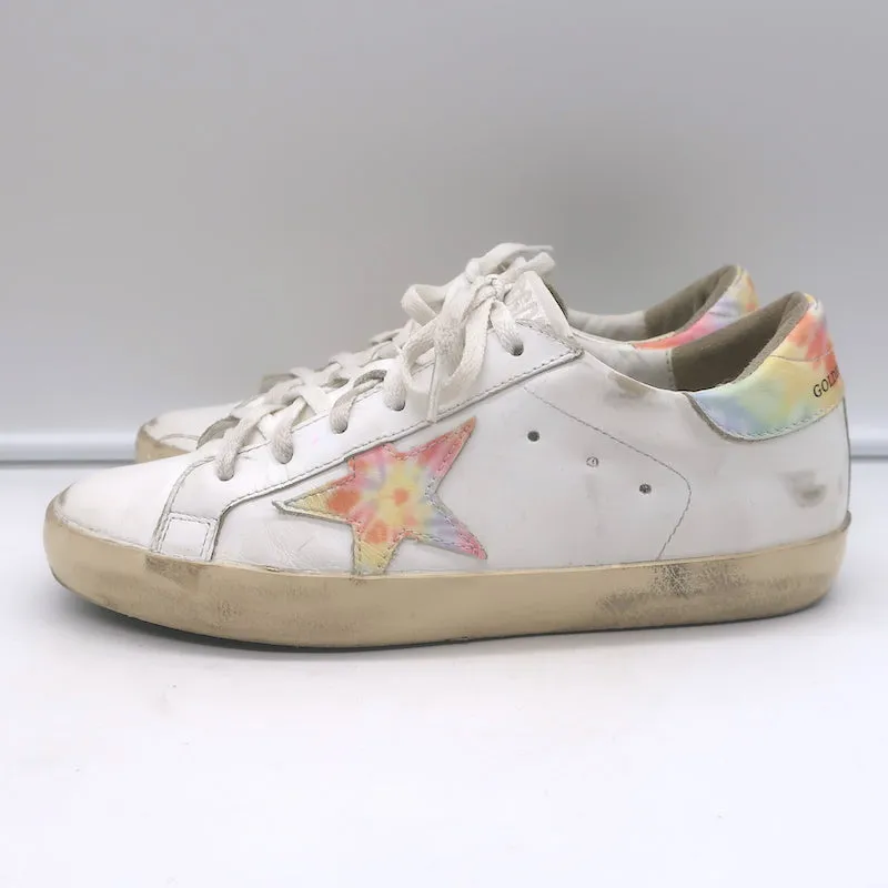 Golden Goose Superstar Tie Dye Low Top Sneakers Weißes Leder Größe 37