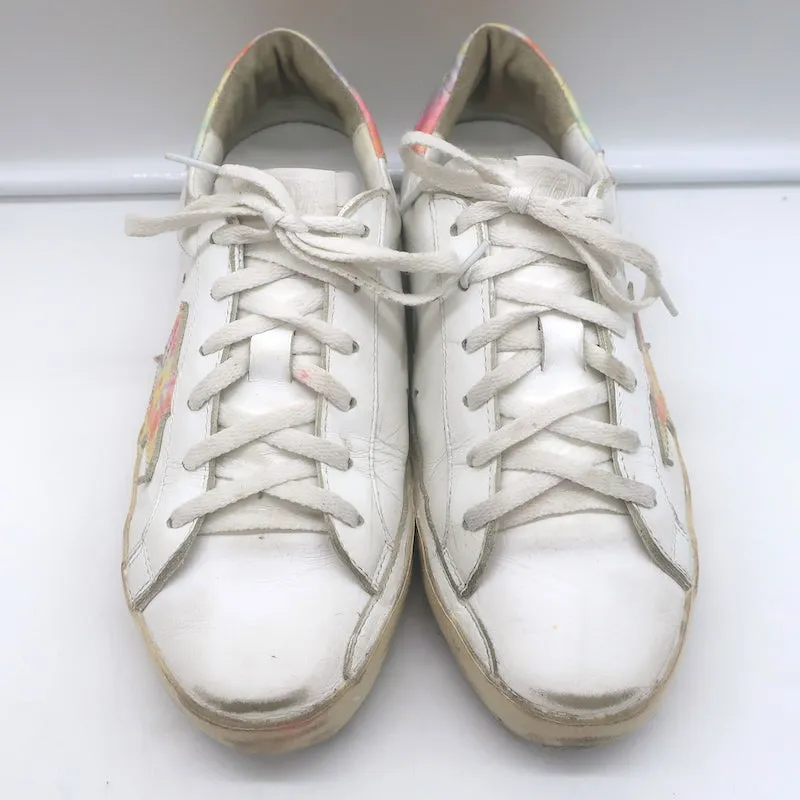 Golden Goose Superstar Tie Dye Low Top Sneakers Weißes Leder Größe 37