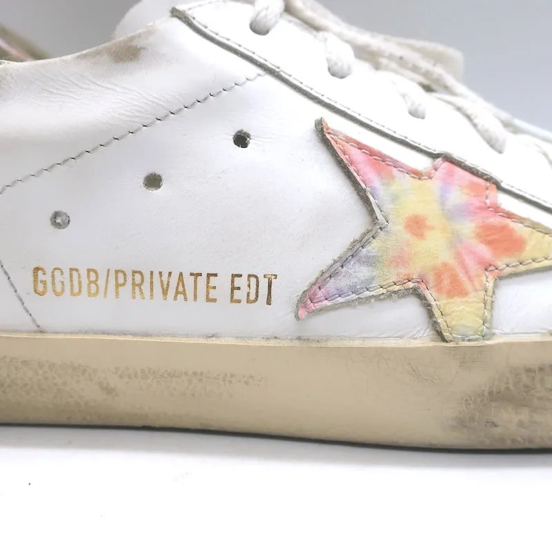 Golden Goose Superstar Tie Dye Low Top Sneakers Weißes Leder Größe 37
