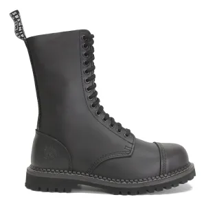 Grinders Herald 14-Ösen Unisex-Motorradstiefel mit Stahlkappe bis zur Mitte der Wade