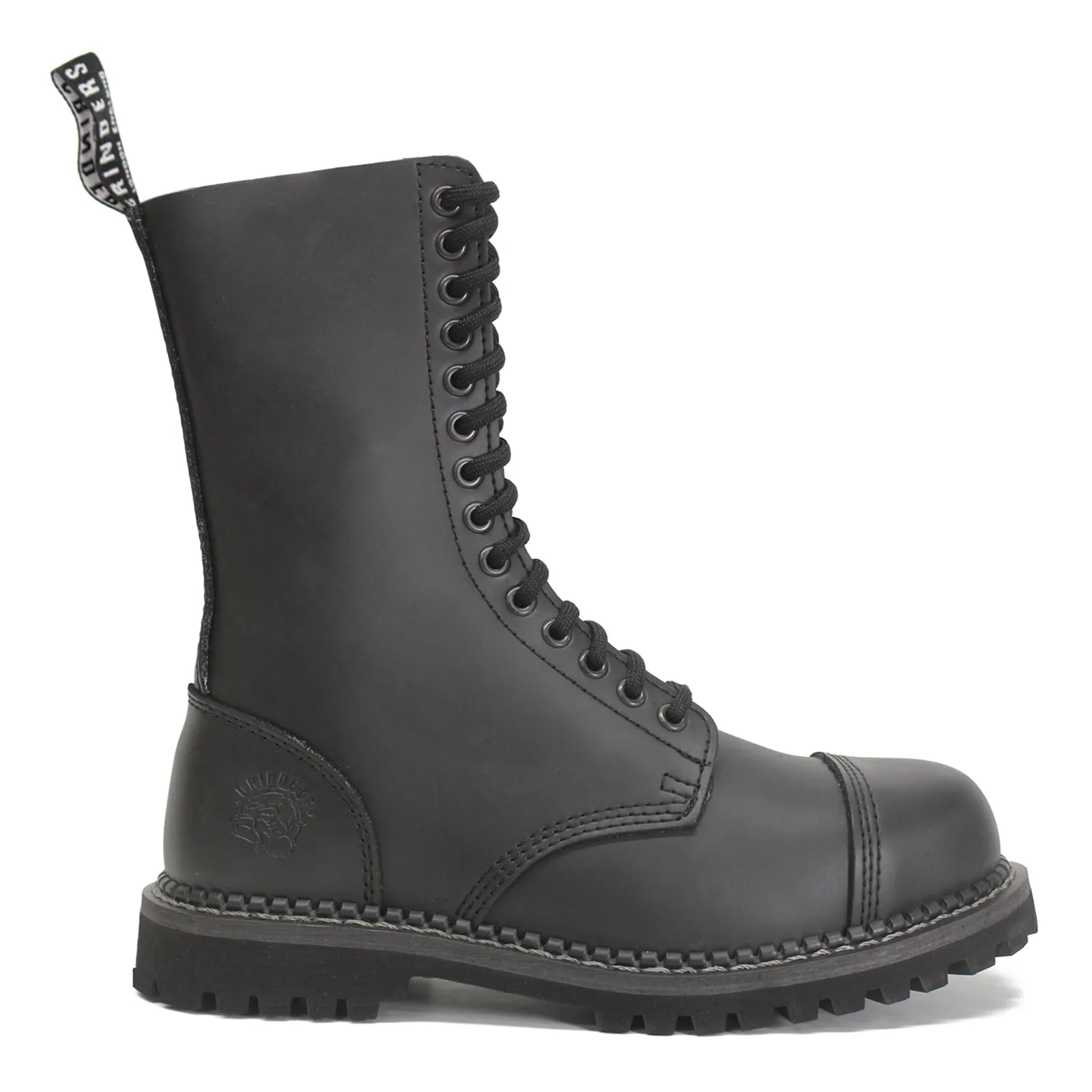 Grinders Herald 14-Ösen Unisex-Motorradstiefel mit Stahlkappe bis zur Mitte der Wade