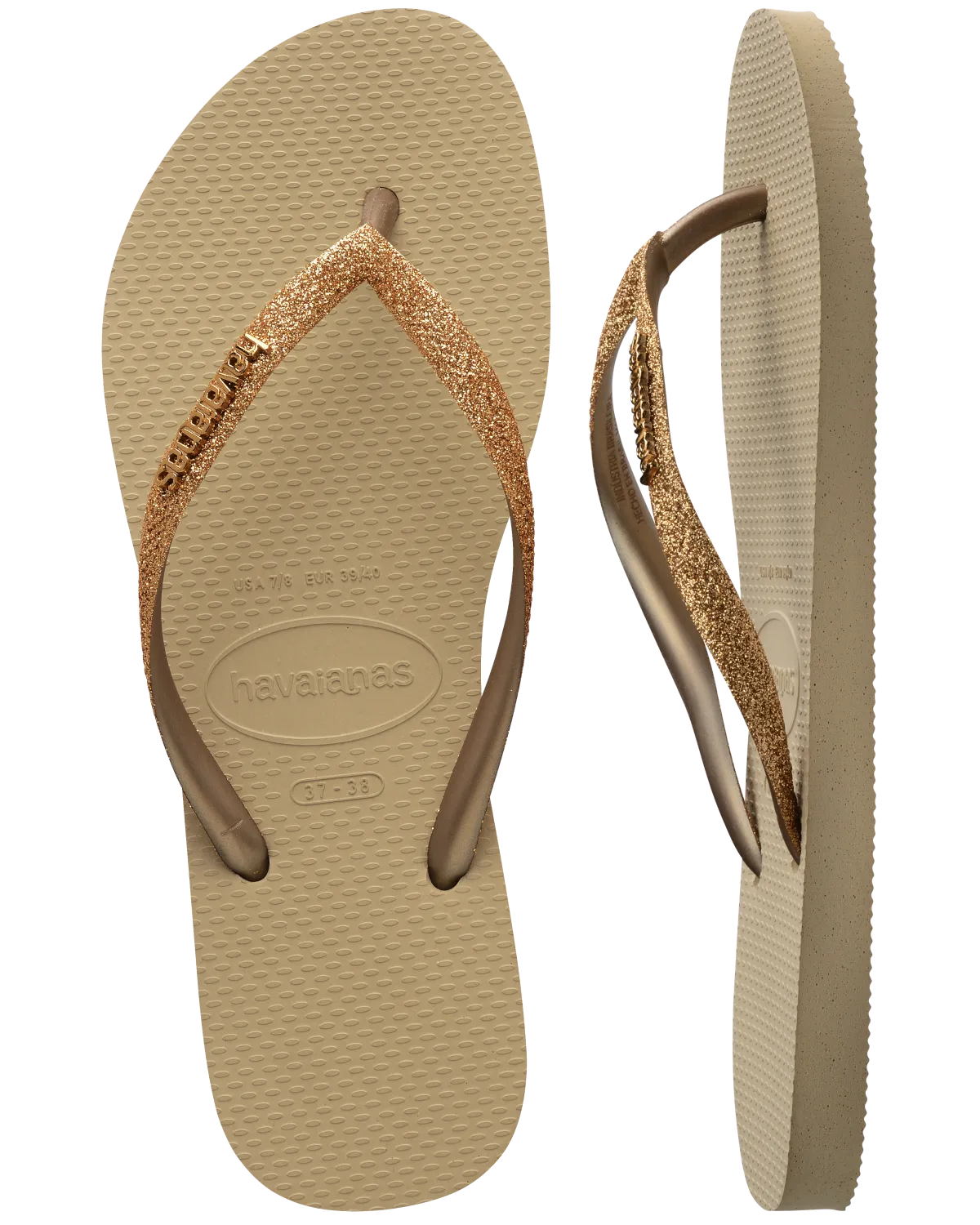 Havaianas Schuhe Slim Glitter II Flip-Flops in Sand & Gold