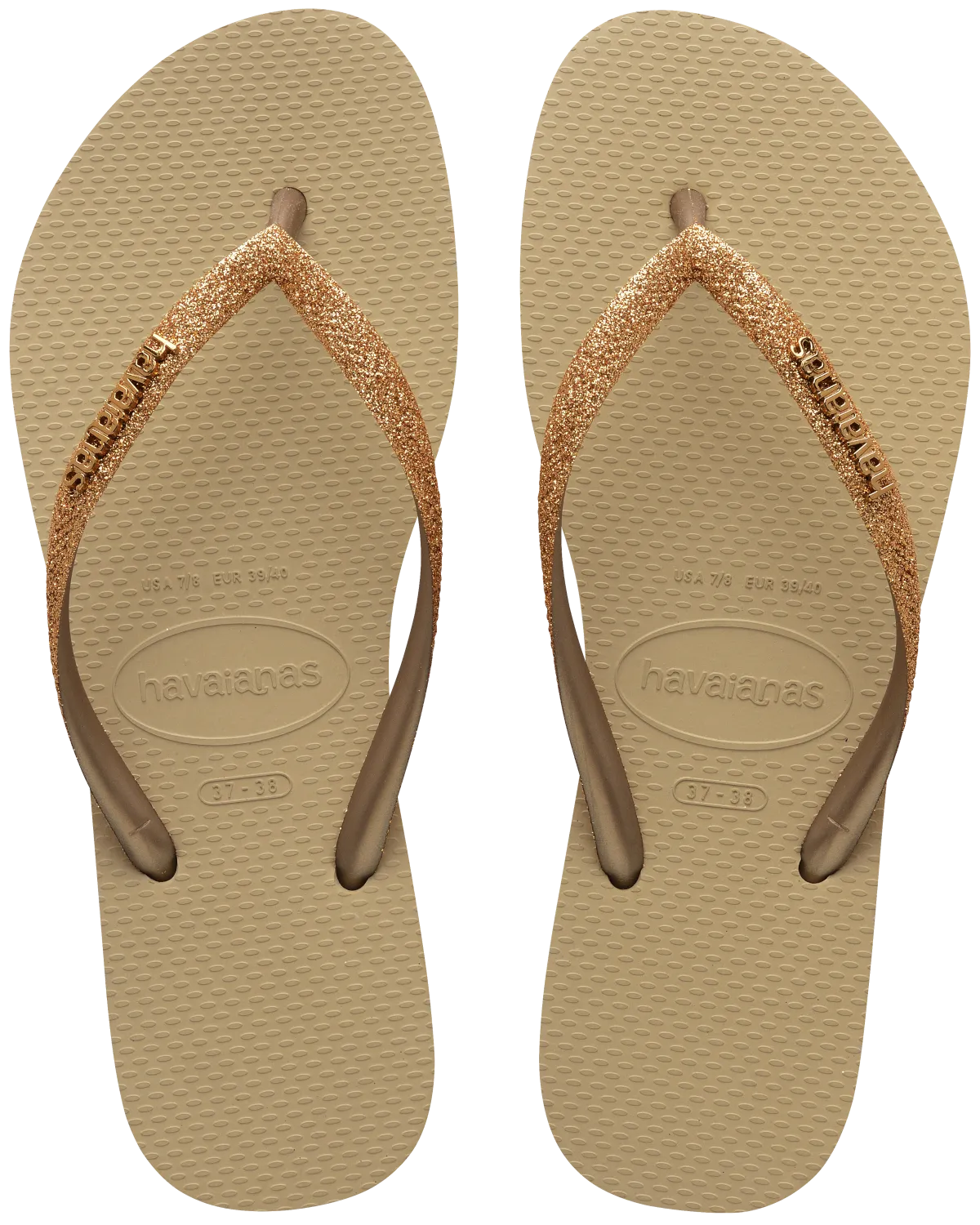 Havaianas Schuhe Slim Glitter II Flip-Flops in Sand & Gold