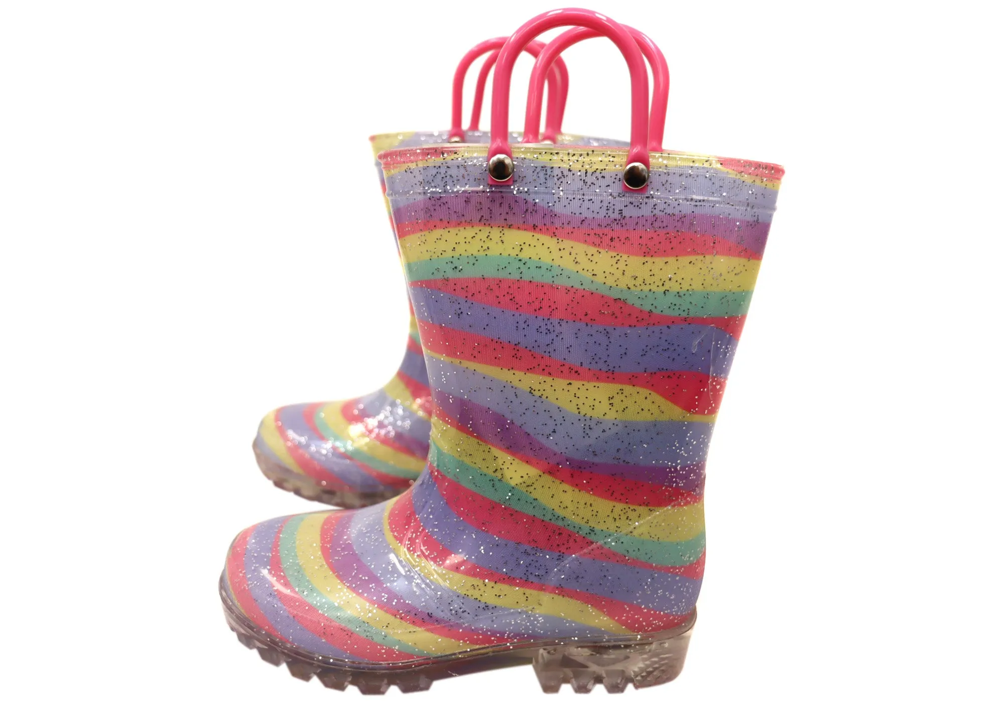 Jellies Regenbogen Streifen Licht Baby Kleinkind Kinder Leuchtende Gummistiefel Grosby Schuhe