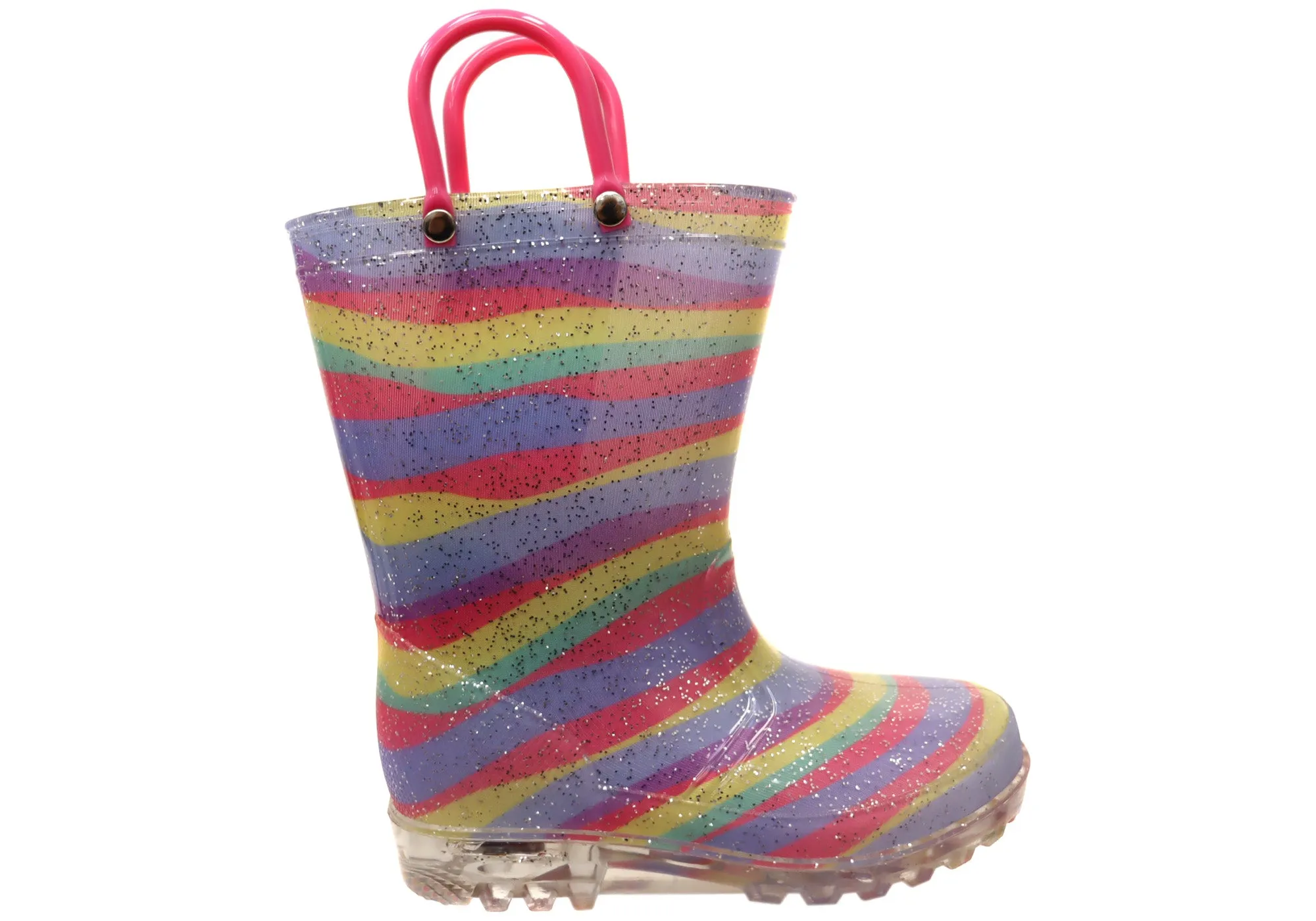 Jellies Regenbogen Streifen Licht Baby Kleinkind Kinder Leuchtende Gummistiefel Grosby Schuhe