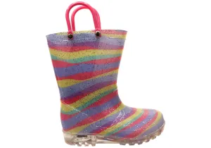 Jellies Regenbogen Streifen Licht Baby Kleinkind Kinder Leuchtende Gummistiefel Grosby Schuhe