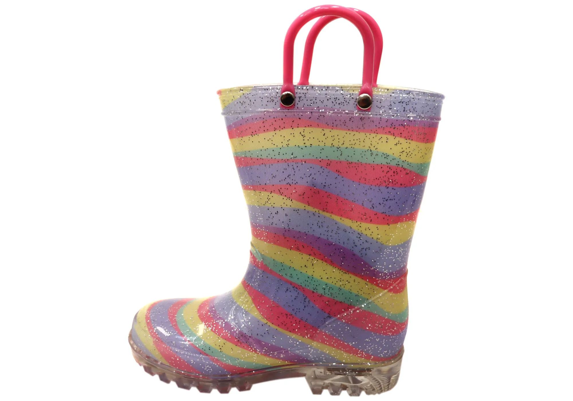 Jellies Regenbogen Streifen Licht Baby Kleinkind Kinder Leuchtende Gummistiefel Grosby Schuhe