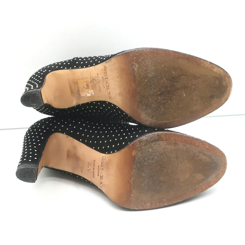Jimmy Choo Tari Stiefeletten mit Nieten Schwarz Wildleder Größe 39.5