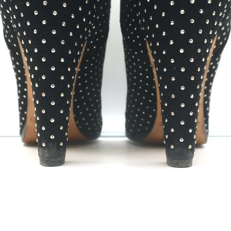 Jimmy Choo Tari Stiefeletten mit Nieten Schwarz Wildleder Größe 39.5