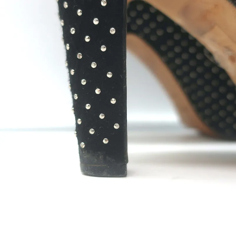 Jimmy Choo Tari Stiefeletten mit Nieten Schwarz Wildleder Größe 39.5