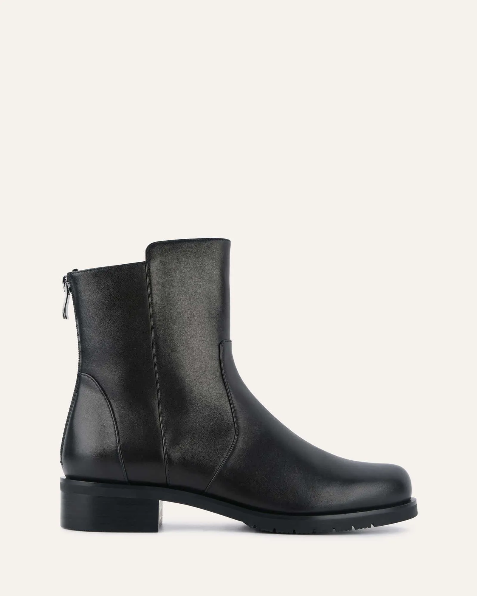 JOHNSTON FLAT ANKLE BOOTS SCHWARZES LEDER