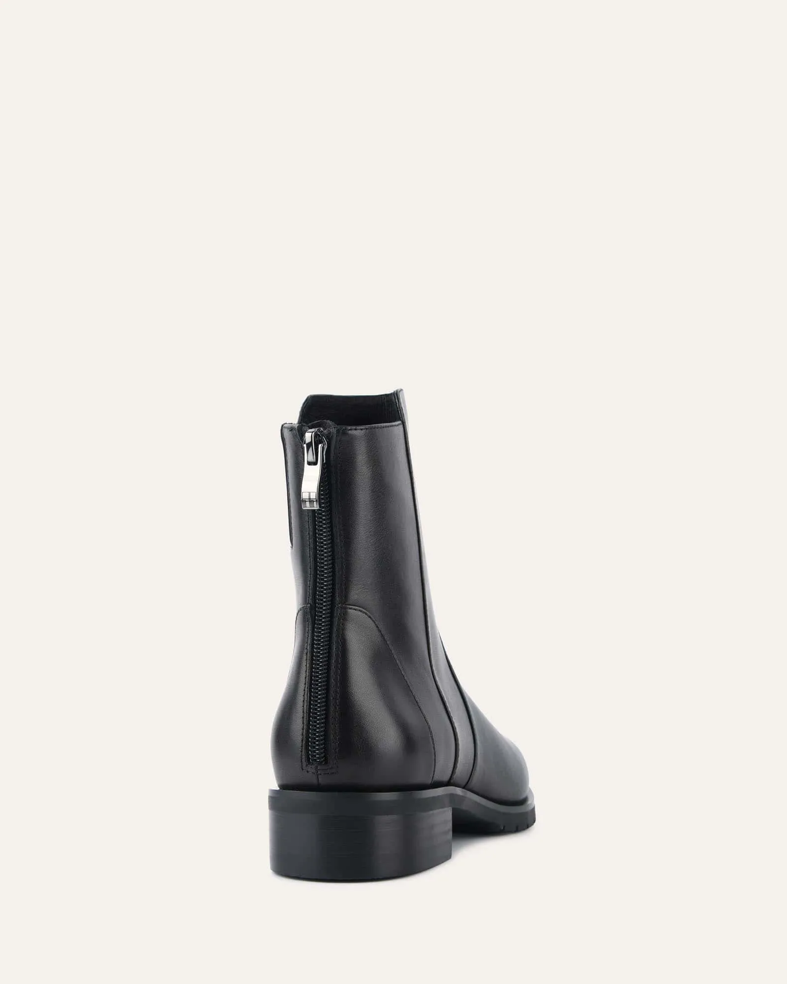 JOHNSTON FLAT ANKLE BOOTS SCHWARZES LEDER
