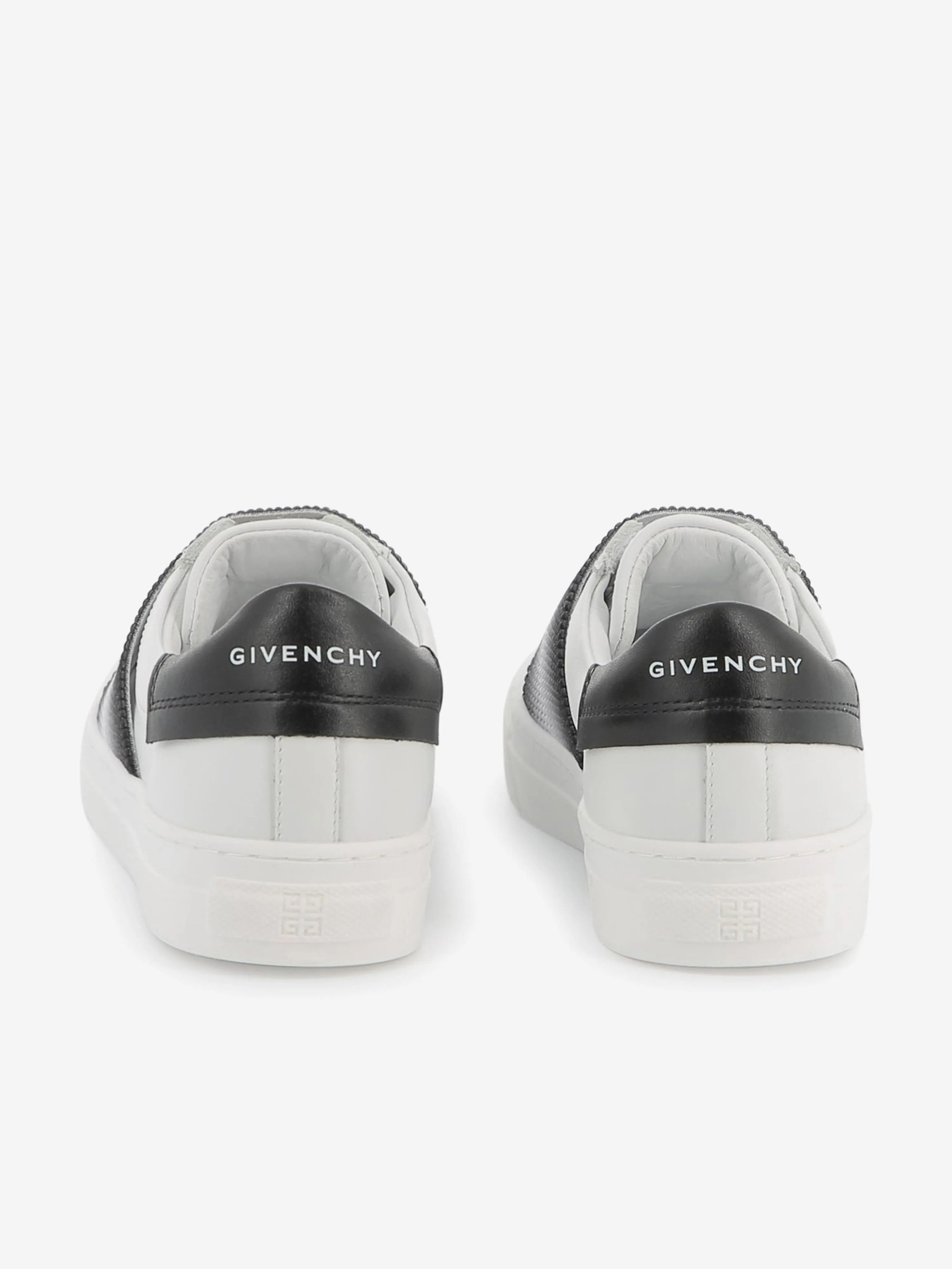 Kinder Leder Turnschuhe mit besticktem Logo in Schwarz
