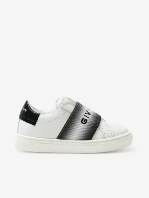 Kinder Leder Turnschuhe mit besticktem Logo in Schwarz