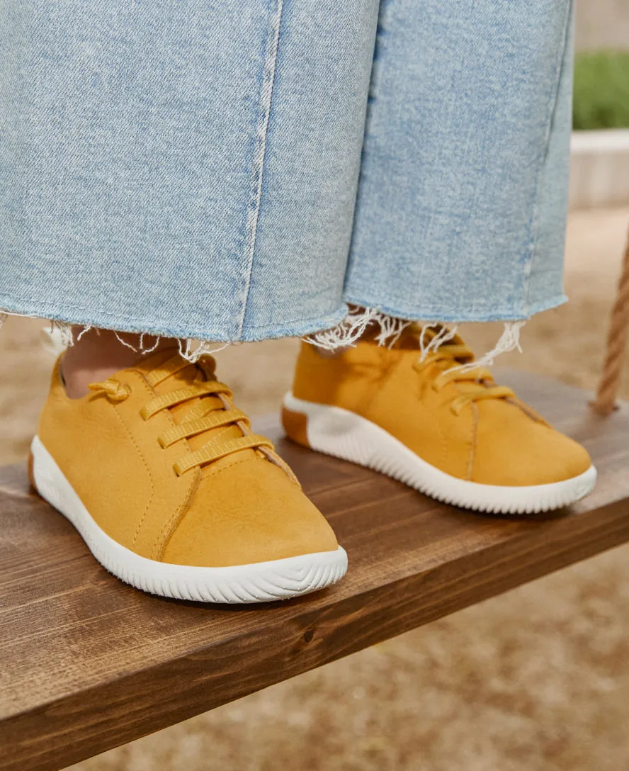 KNX Ledersneaker für Kleinkinder | Narzisse/Sternenweiß