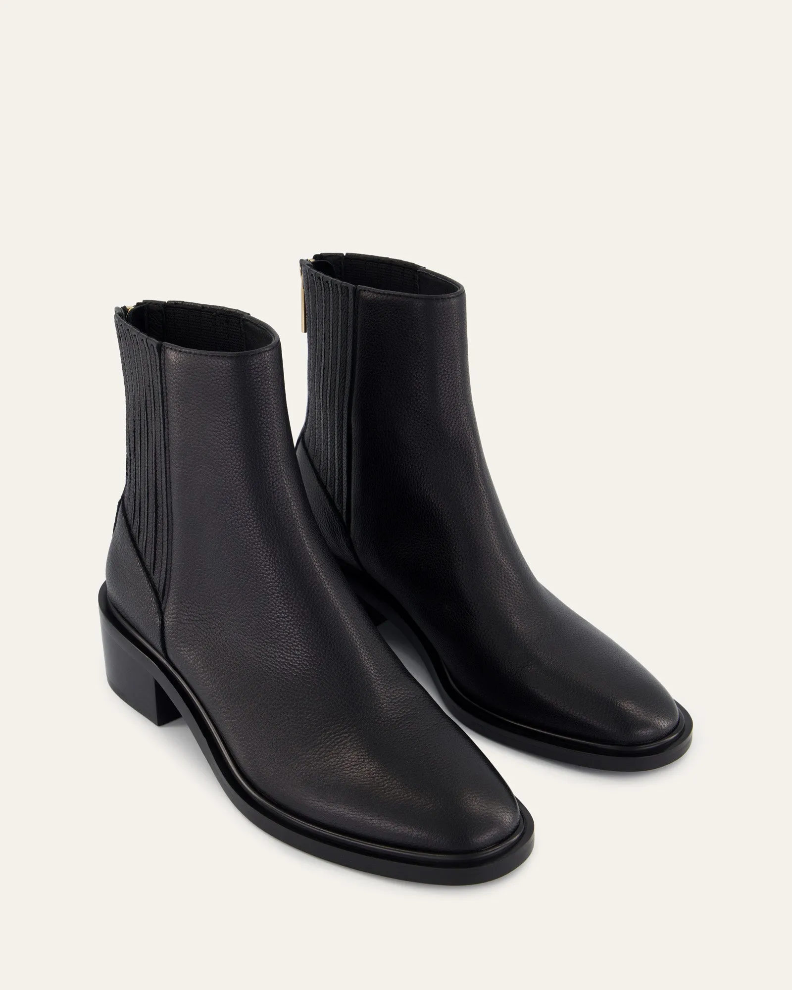 MASON FLACHE KNÖCHELSTIEFEL AUS SCHWARZEM LEDER