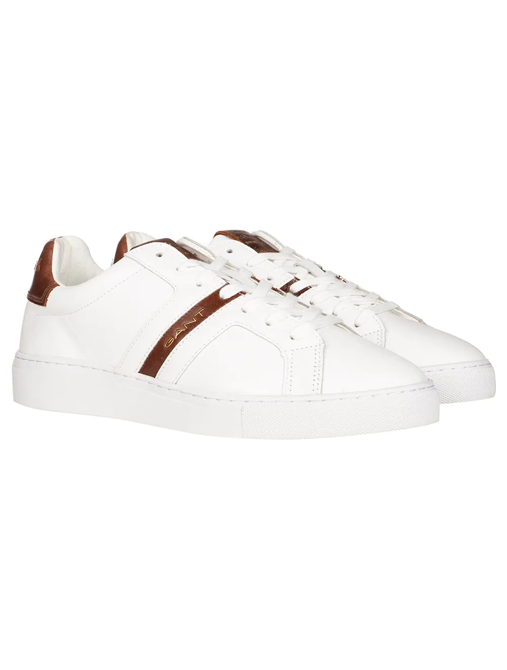 McJulien Leder-Sneaker Weiß Cognac