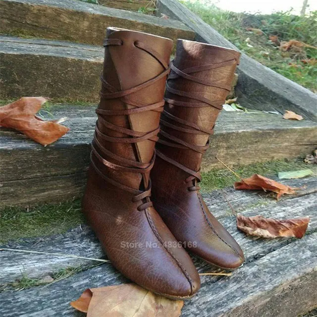 Mittelalterliche Wikinger Cosplay Schuhe Renaissance Ritter Schuhe für Frauen Stiefel für Herren Stiefel Bogenfest Karneval Party Halloween Navigator Mode Nova Schuhe