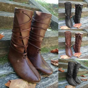 Mittelalterliche Wikinger Cosplay Schuhe Renaissance Ritter Schuhe für Frauen Stiefel für Herren Stiefel Bogenfest Karneval Party Halloween Navigator Mode Nova Schuhe