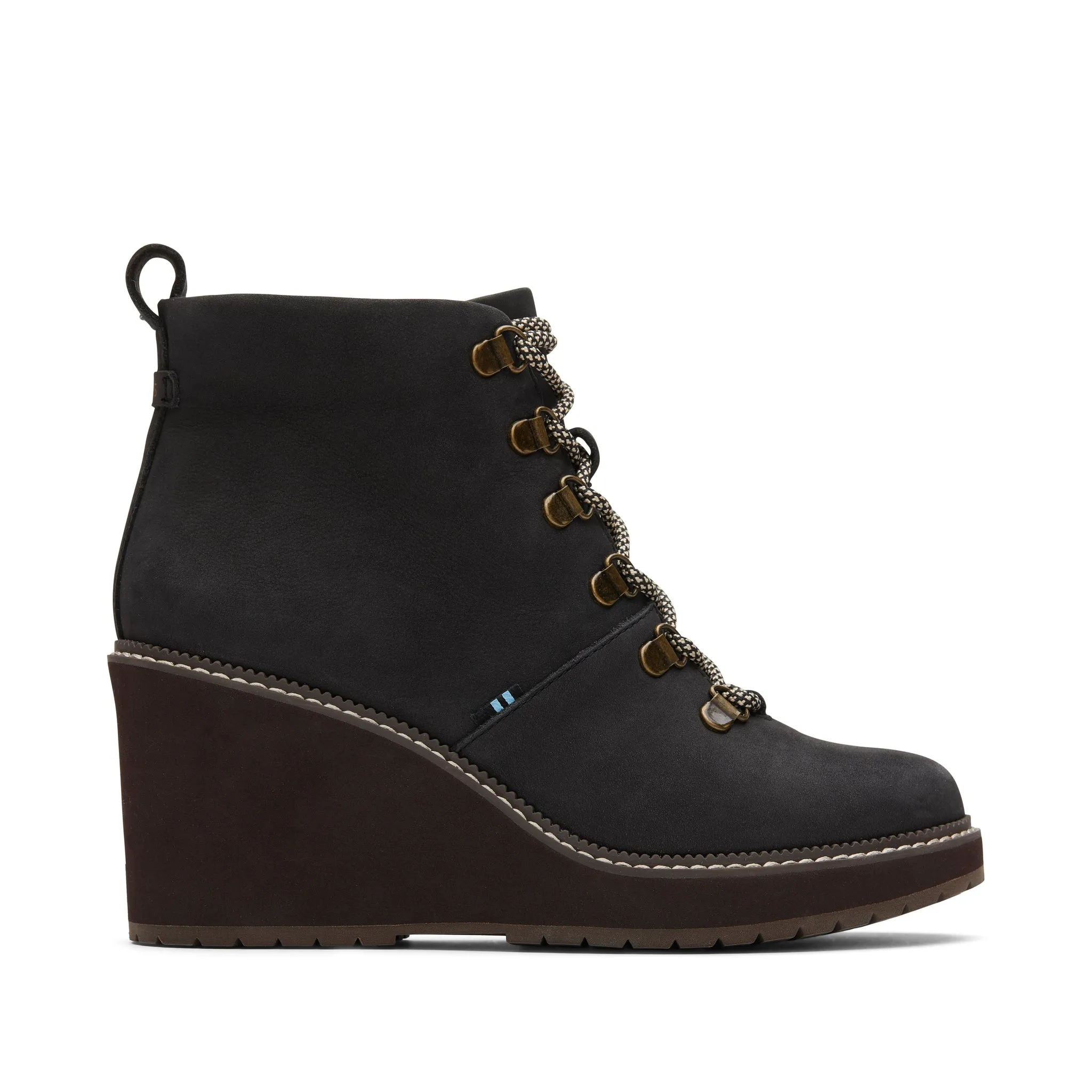 Melrose Black wasserfester Schnürstiefel mit Keilabsatz
