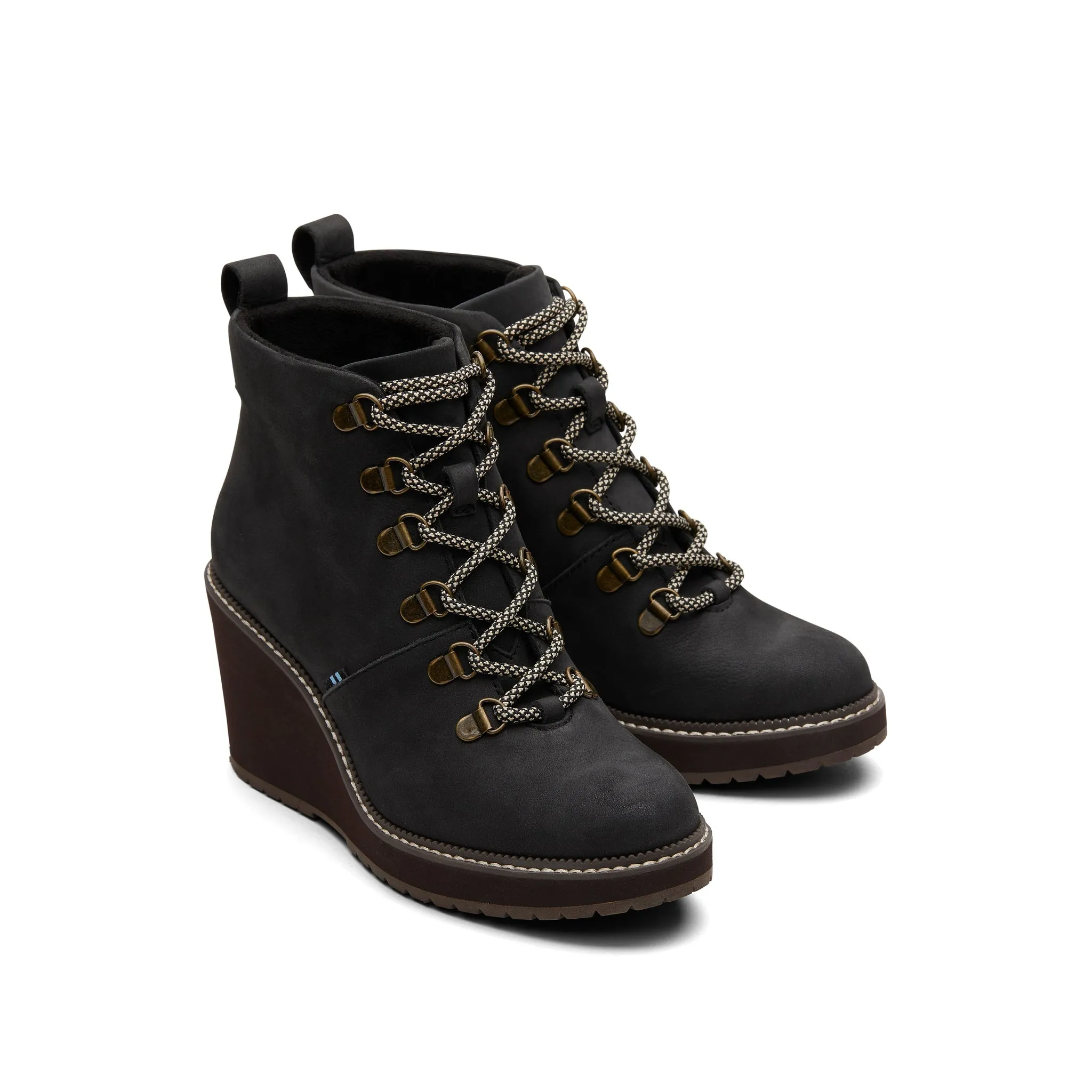 Melrose Black wasserfester Schnürstiefel mit Keilabsatz