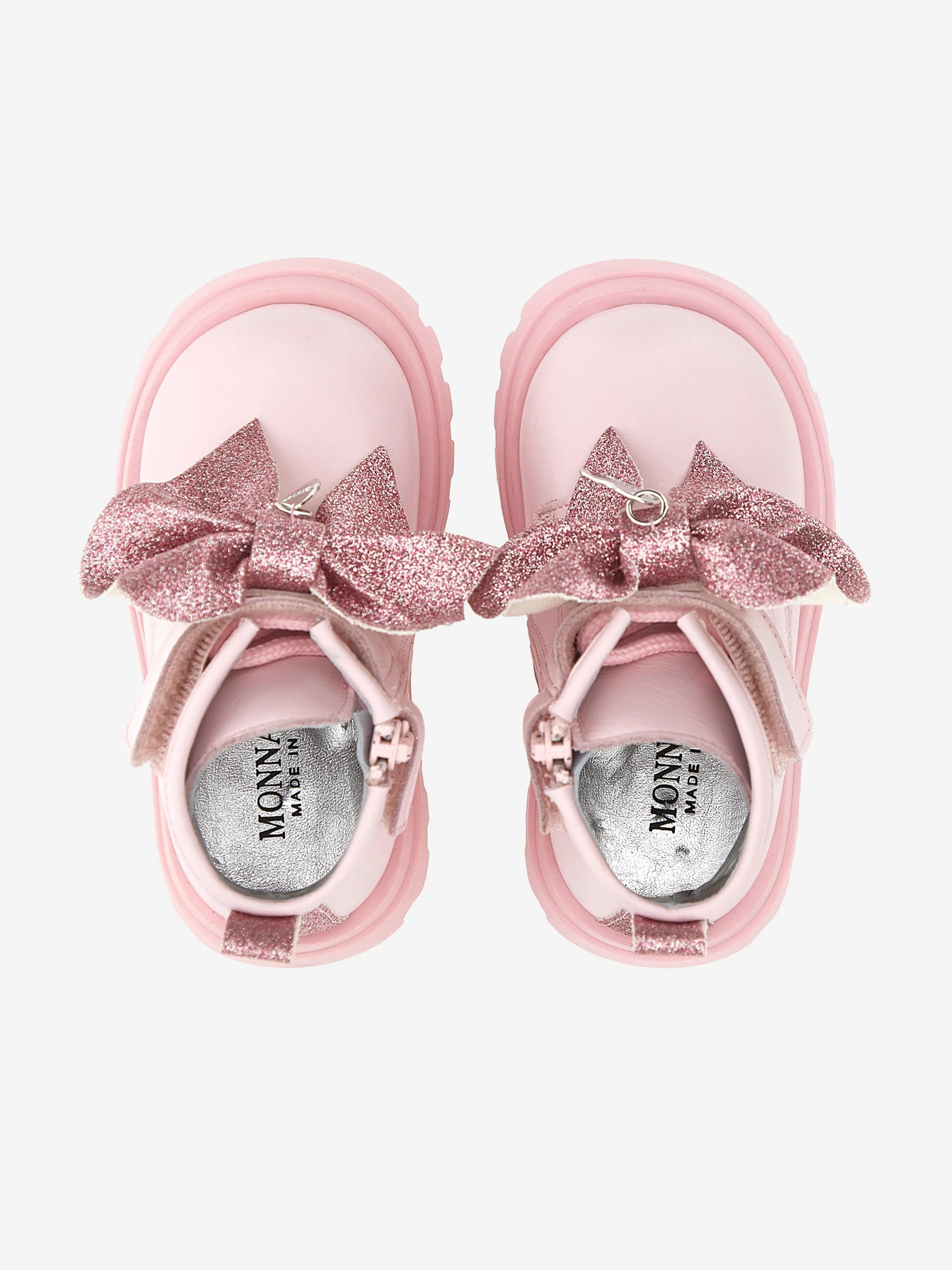 Monnalisa Mädchen Leder Glitzer Schleifen Stiefel in Rosa