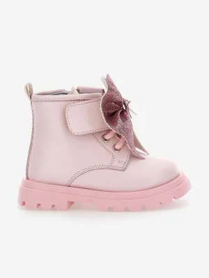 Monnalisa Mädchen Leder Glitzer Schleifen Stiefel in Rosa