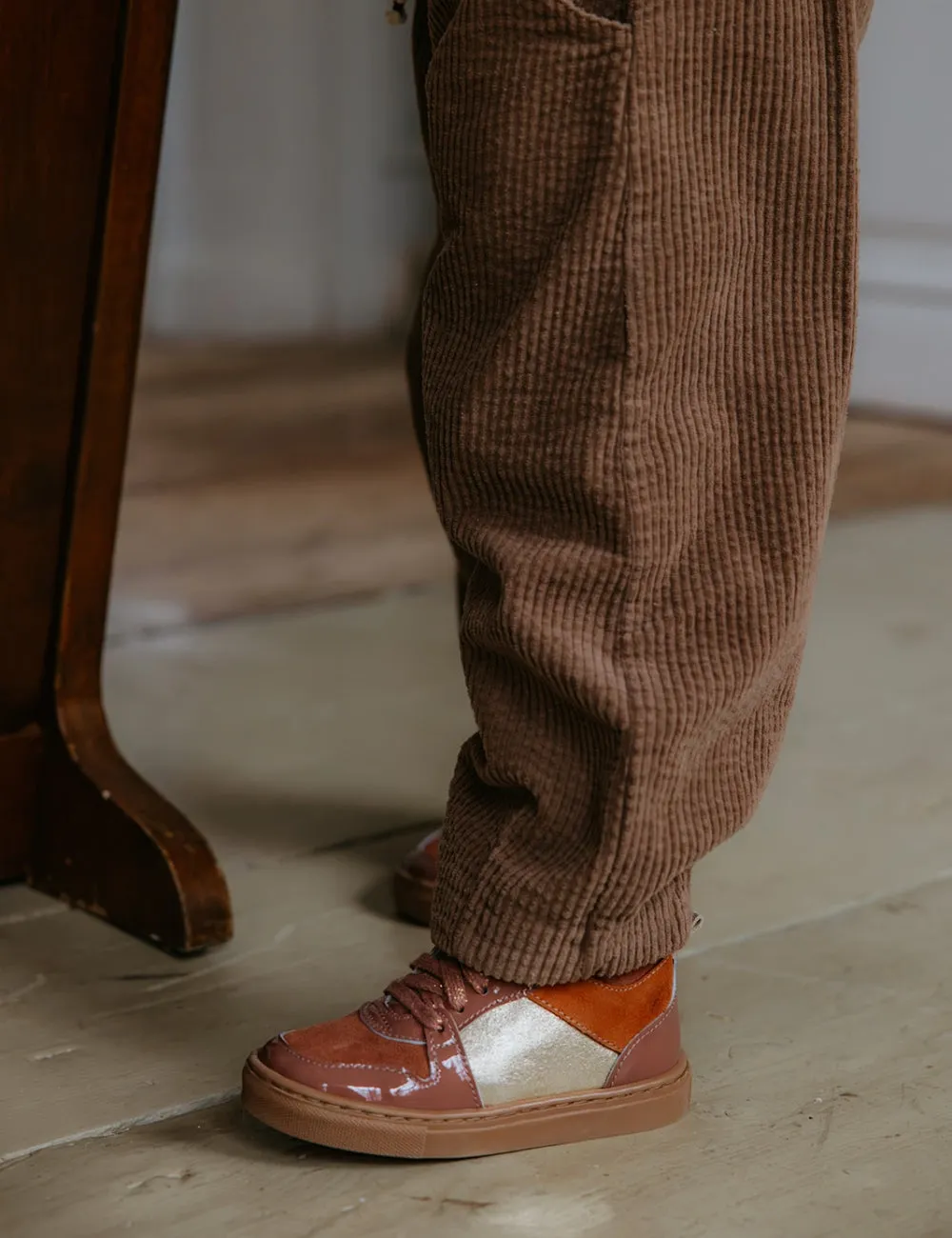 Berg-Sneakerschnürsenkel - Rosenton Glanzleder