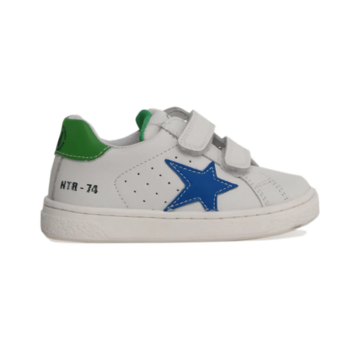 Naturino Jungen (Größen 27-31) Pinn VL Weiß/Blauer Stern/Grünes Leder Naturino Kinderschuhe