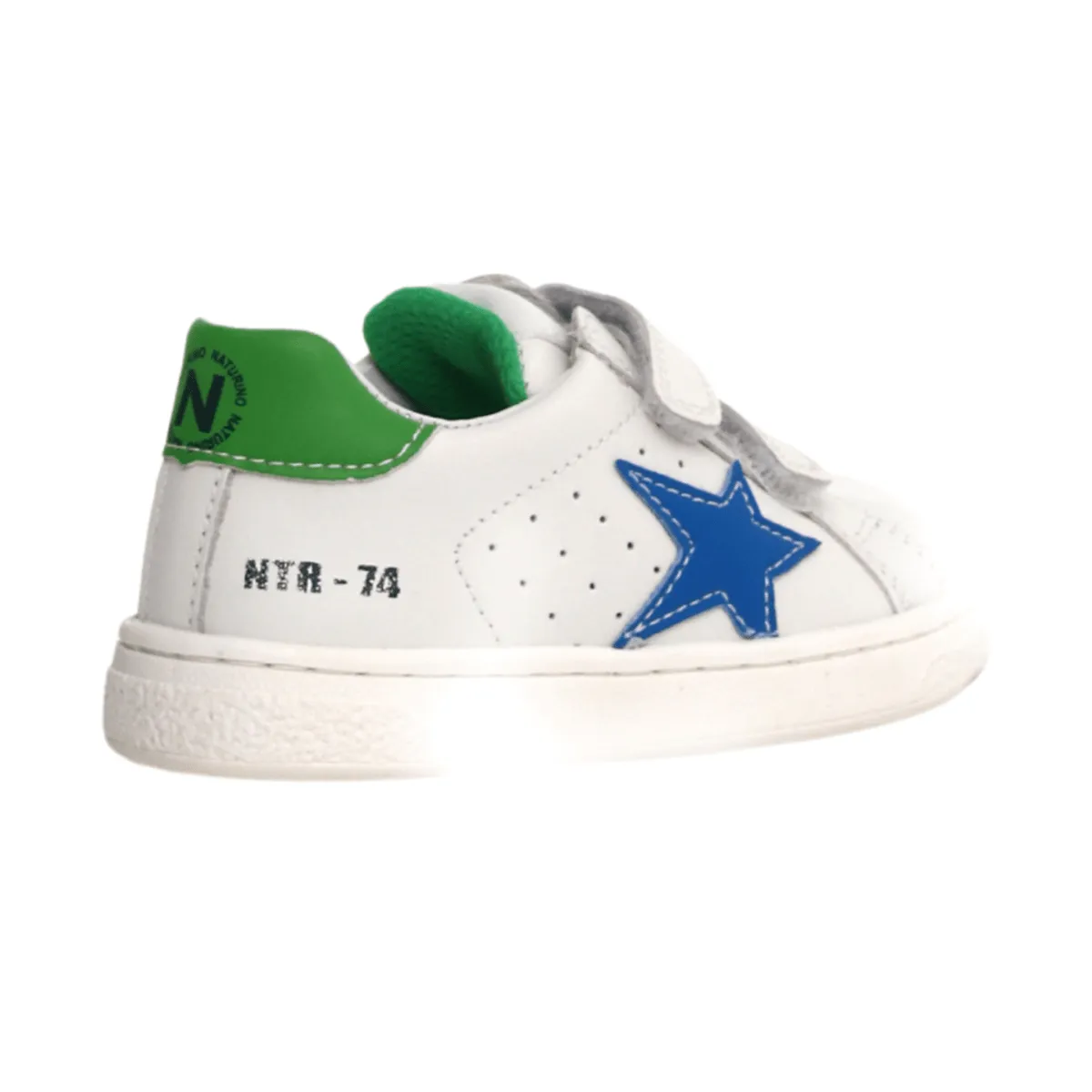 Naturino Jungen (Größen 27-31) Pinn VL Weiß/Blauer Stern/Grünes Leder Naturino Kinderschuhe