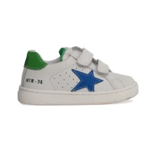 Naturino Jungen (Größen 27-31) Pinn VL Weiß/Blauer Stern/Grünes Leder Naturino Kinderschuhe