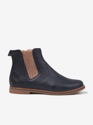 Pom D'Api Mädchen Leder City Jodhpur Stiefel mit Reißverschluss in Marineblau