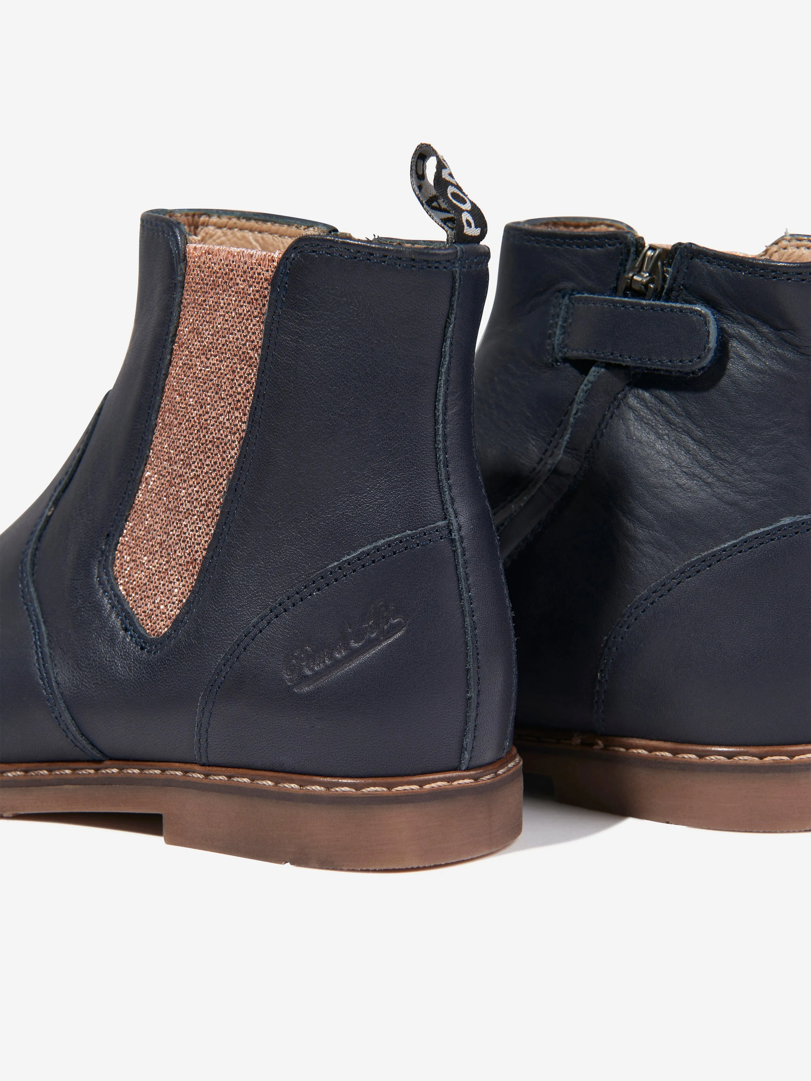 Pom D'Api Mädchen Leder City Jodhpur Stiefel mit Reißverschluss in Marineblau