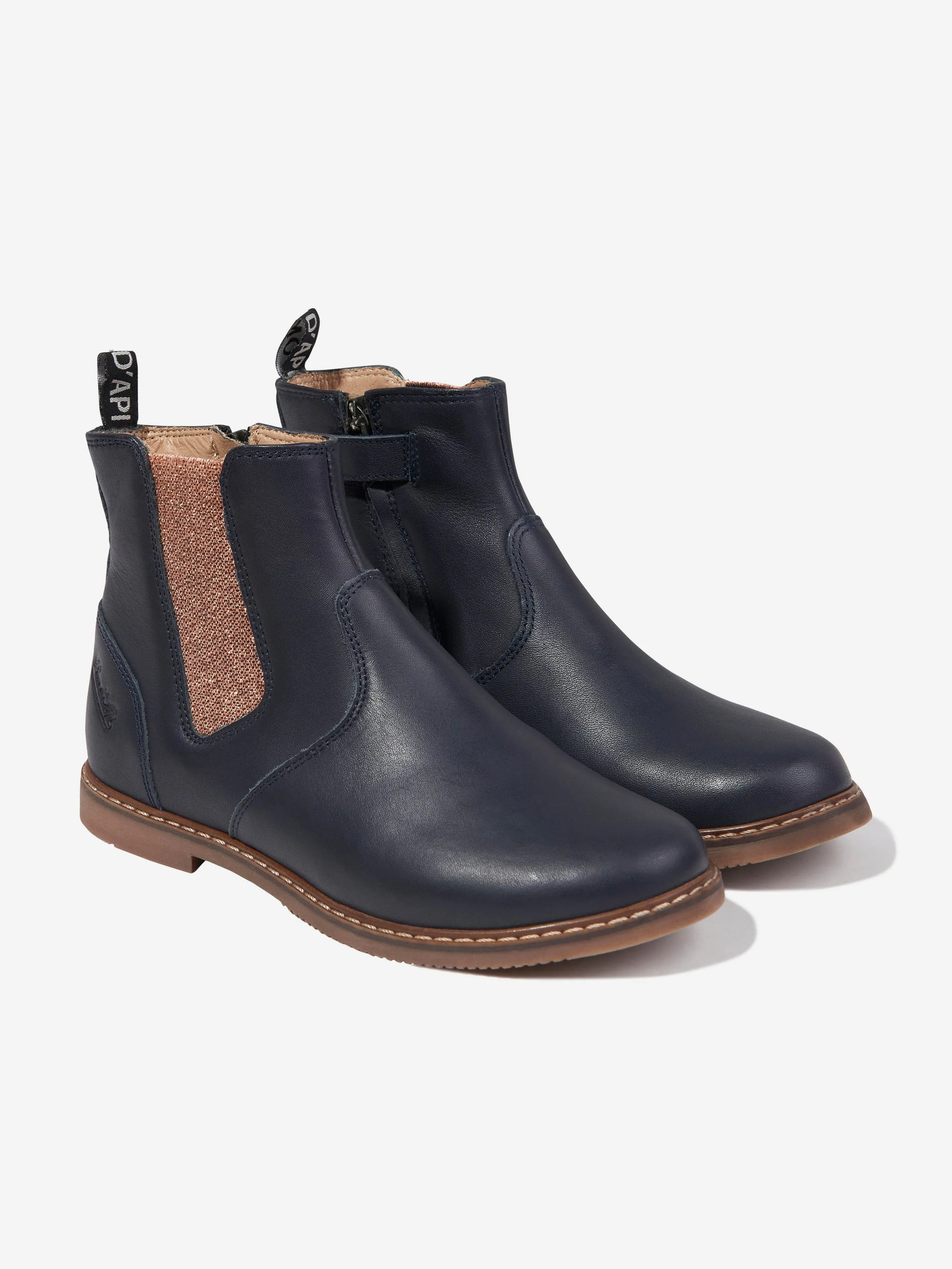 Pom D'Api Mädchen Leder City Jodhpur Stiefel mit Reißverschluss in Marineblau